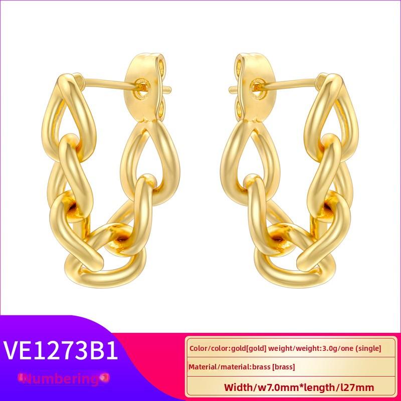 Copper Plated 18K Gold Smooth Chain Cable Chain Earrings