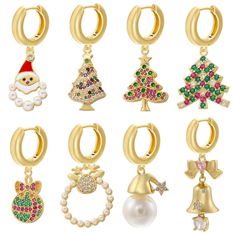 Exquisite Beautiful Santa Claus Bell Gift Bag Earrings Winter Christmas Earrings For Women