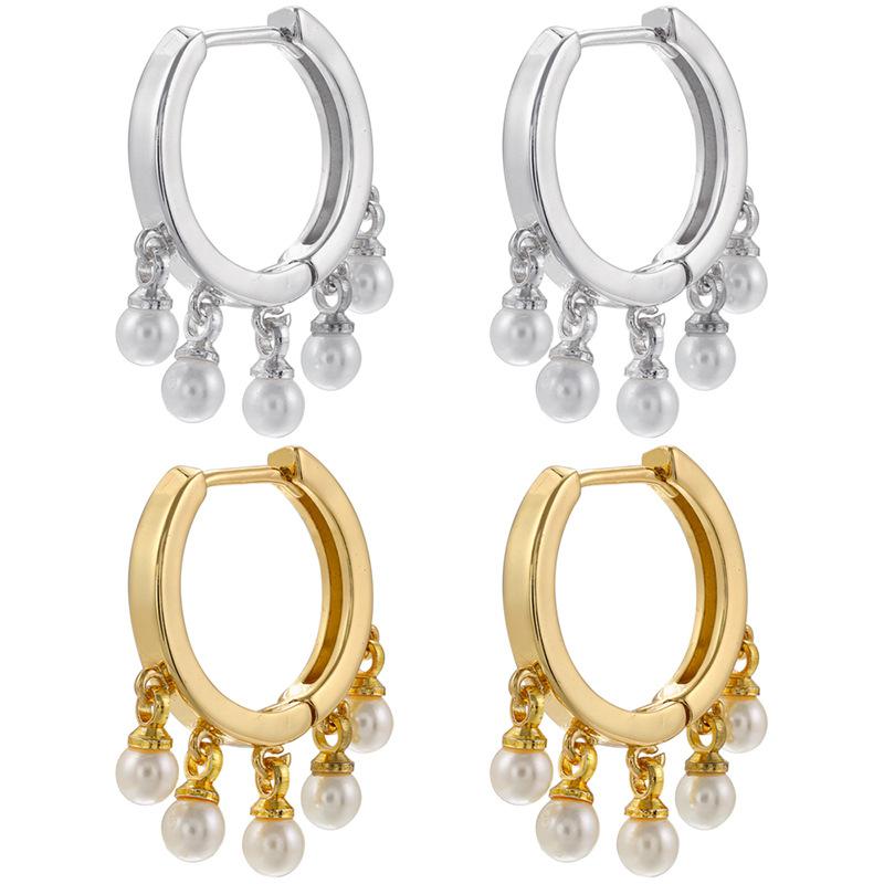 New French-style Small Tassel Pendant Hoop Earrings