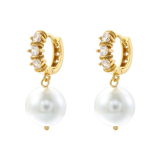 Stylish Micro Inlaid Zircon Pearl Vintage Elegant Ear Clips For Women