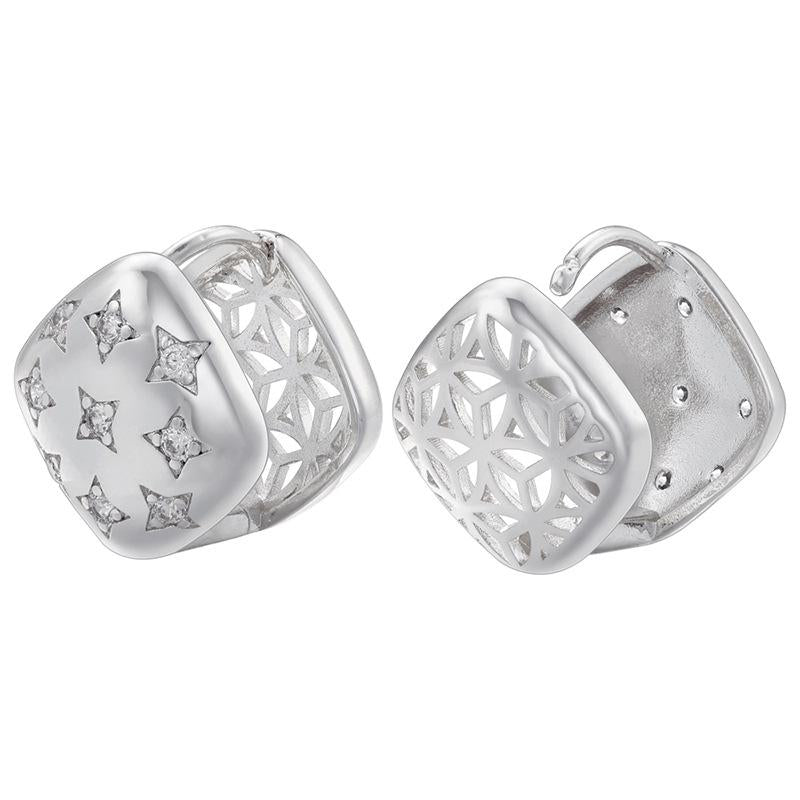 Chic 3D Square Star Hollow Earrings 18K Gold Plated Zircon Stud Earrings for Women Modern Jewelry Gifts