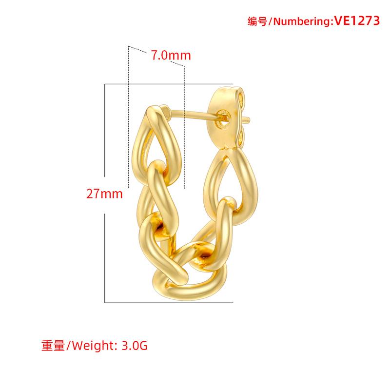 Copper Plated 18K Gold Smooth Chain Cable Chain Earrings