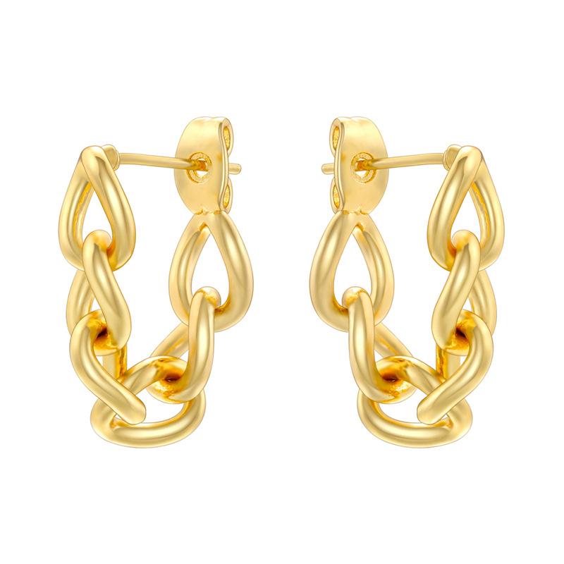 Copper Plated 18K Gold Smooth Chain Cable Chain Earrings