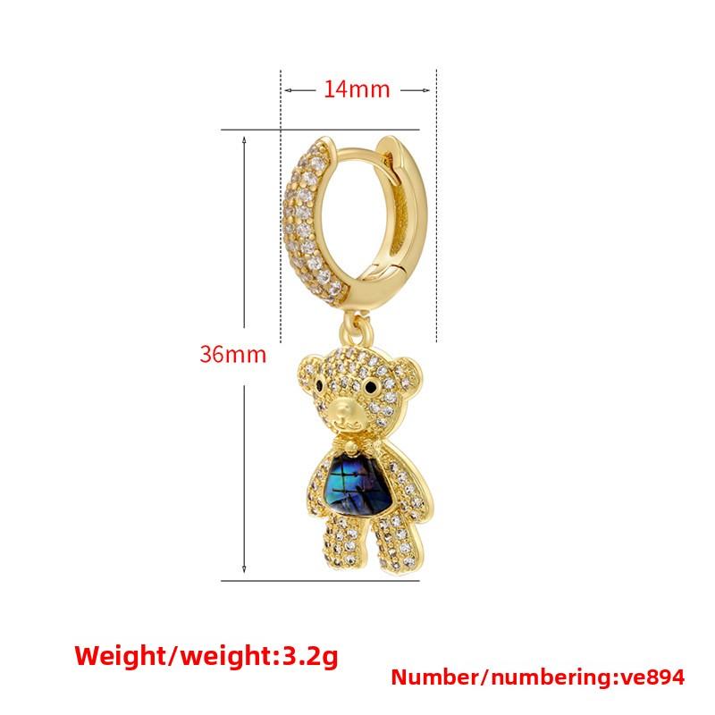 Sweet Heart-Shaped Lovely Three-dimensional Bear Doll Earrings