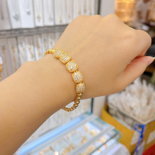 Gold-plated Diamond-studded Zircon Jewelry Women's Holiday Bracelet