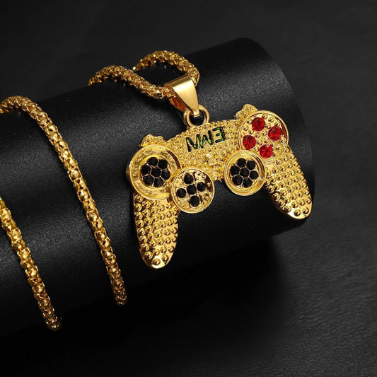 Mens Diamond Game Controller Necklace Unique Gamer Gift Nostalgic Childhood Memory Jewelry