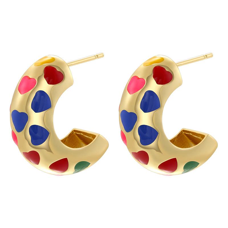 Heart Ear Hoops C-shaped Earrings