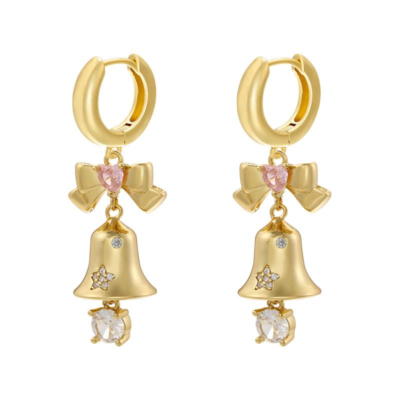 Exquisite Beautiful Santa Claus Bell Gift Bag Earrings Winter Christmas Earrings For Women