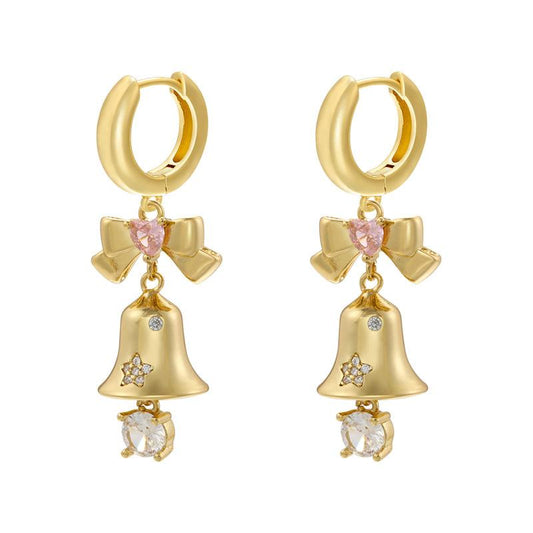 Exquisite Beautiful Santa Claus Bell Gift Bag Earrings Winter Christmas Earrings For Women