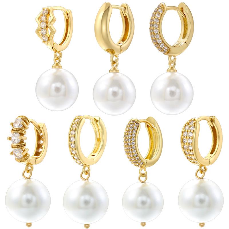 Stylish Micro Inlaid Zircon Pearl Vintage Elegant Ear Clips For Women