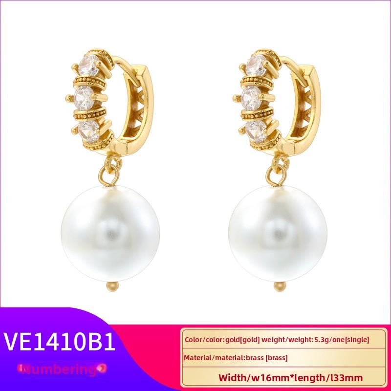 Stylish Micro Inlaid Zircon Pearl Vintage Elegant Ear Clips For Women
