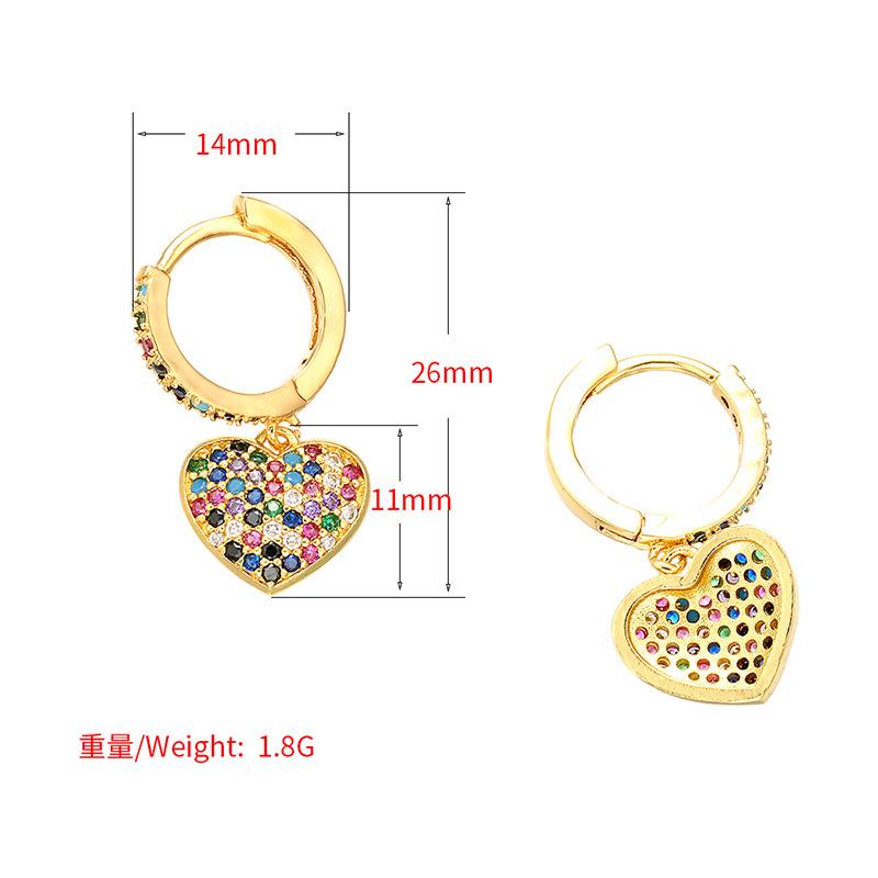 Colorful Rhinestone Heart Stud Earrings Sparkling Trendy Fashion Jewelry for Women Girls Gift