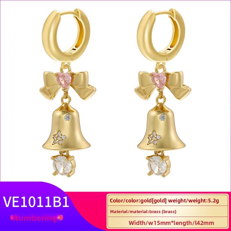 Exquisite Beautiful Santa Claus Bell Gift Bag Earrings Winter Christmas Earrings For Women