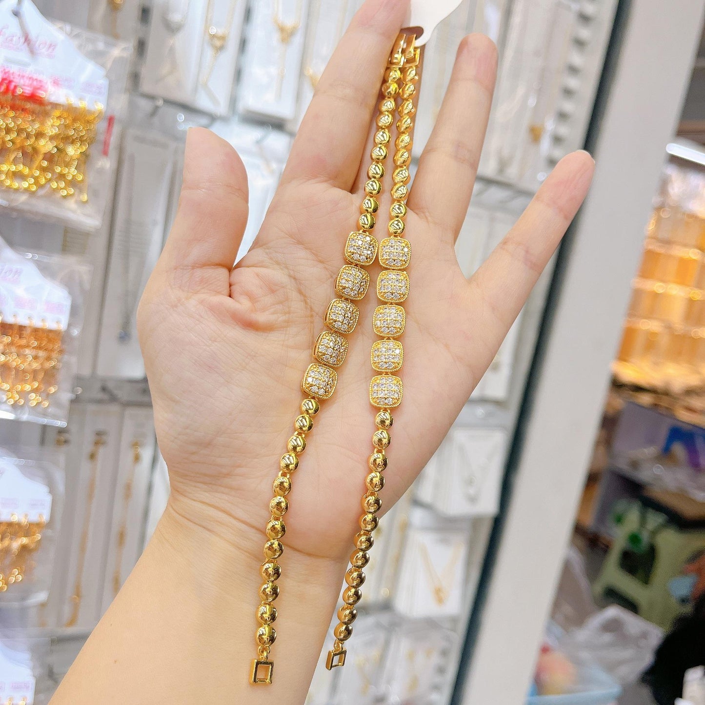 Gold-plated Diamond-studded Zircon Jewelry Women's Holiday Bracelet