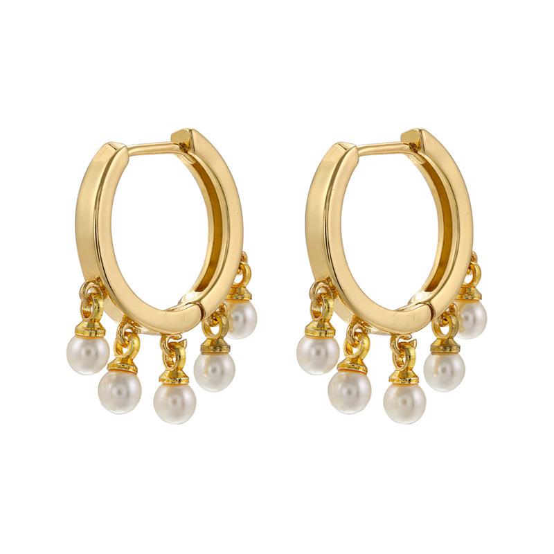 New French-style Small Tassel Pendant Hoop Earrings